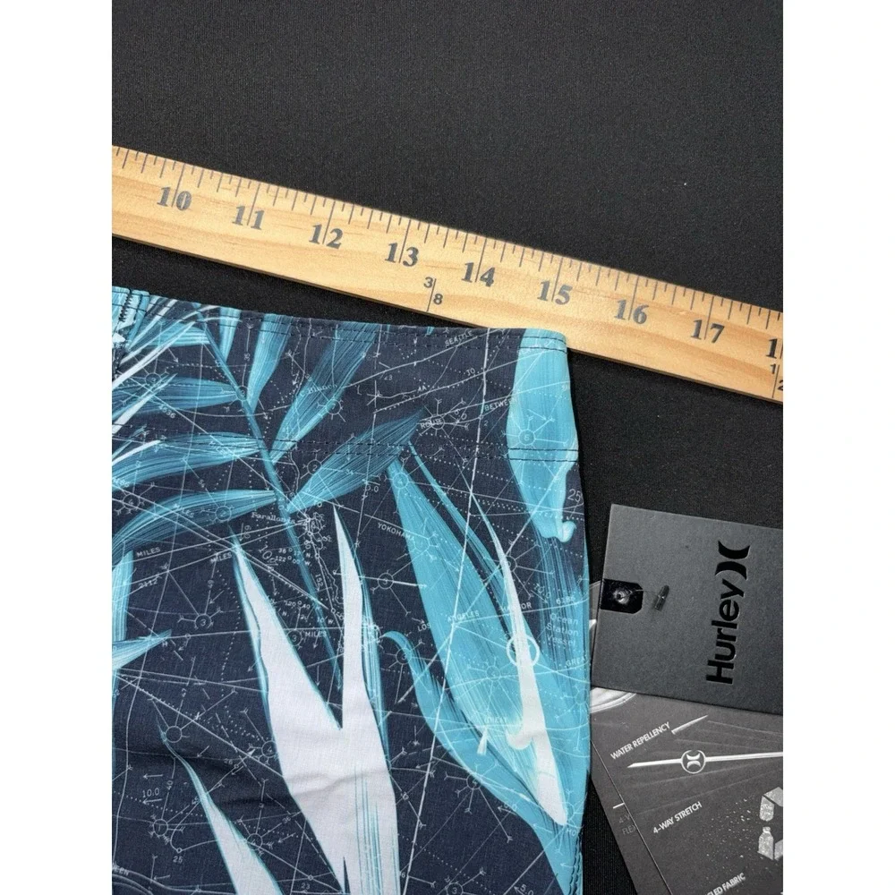 NWT Hurley Phantom JJF Board Shorts Trunks Mens 30x9 Floral Map Grid Print